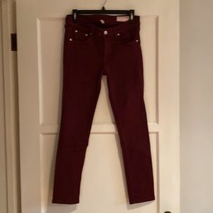 Rag & Bone maroon skinny jeans - size 28